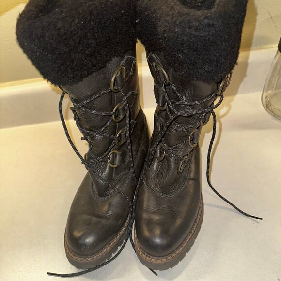 Vintage black leather Sorel lace-up boots women sz 7 - Picture 4 of 8